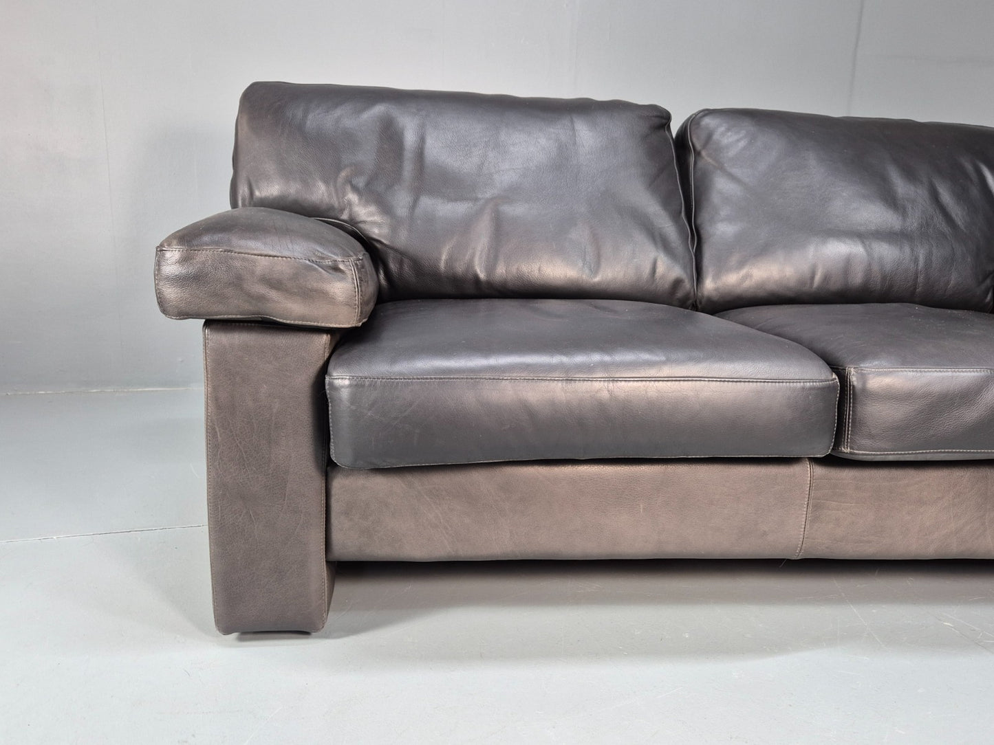 Vintage Two Seat Settee 1980s Danish Black Leather Retro EB10109 M2SS2