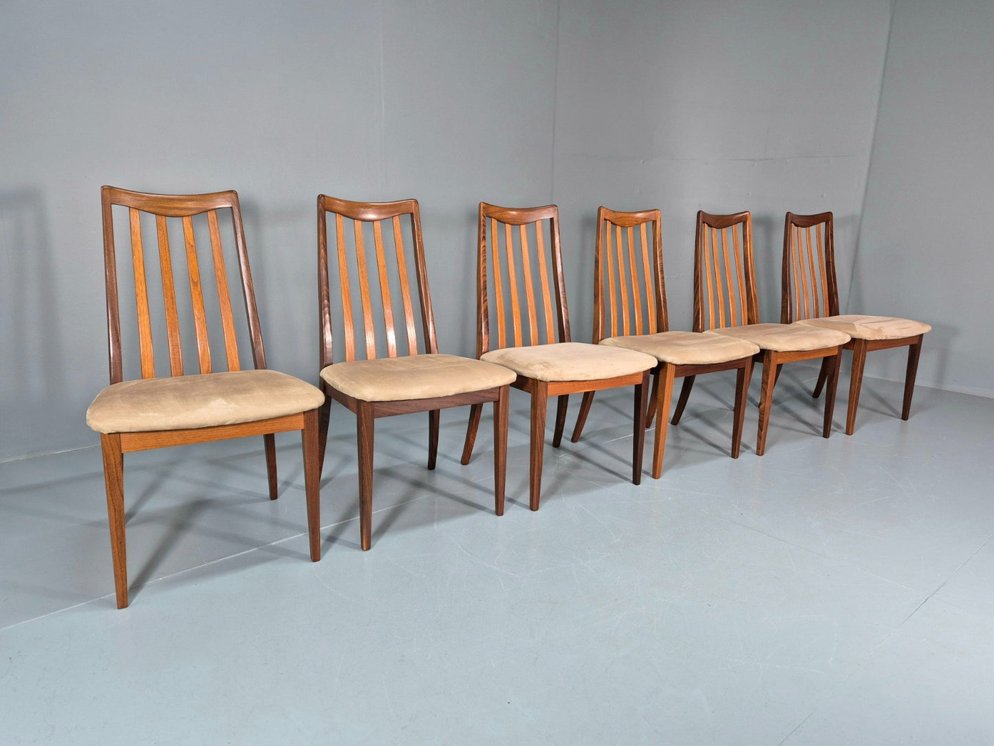 6 G Plan Fresco Lounge Chairs Teak High Back Cream SEats 1970s  EB10984 VDIN0