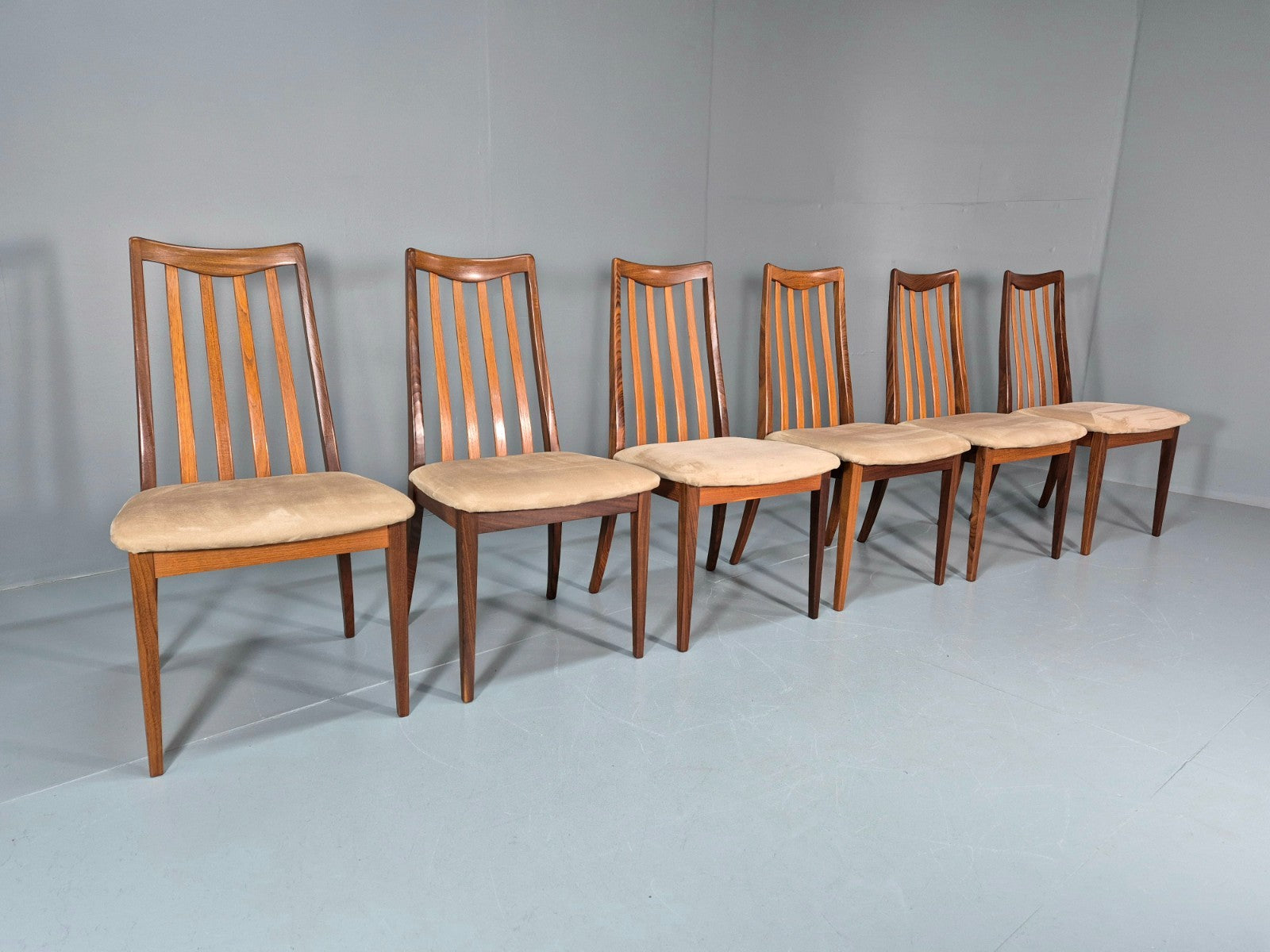 6 G Plan Fresco Lounge Chairs Teak High Back Cream SEats 1970s  EB10984 VDIN0