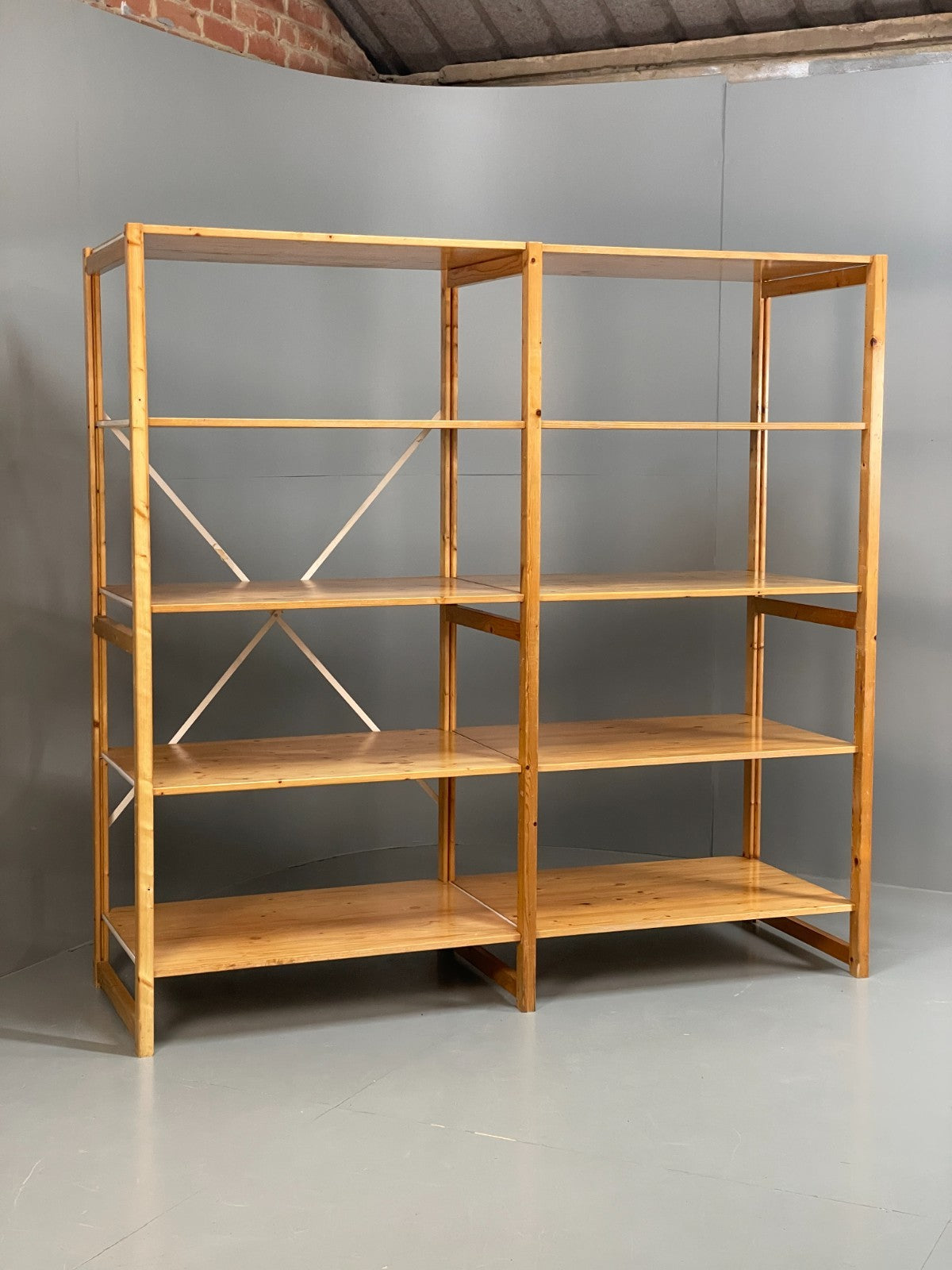 Lundia Pine Open Shelving System Double Bay Vintage Adjustable Retro EB117887