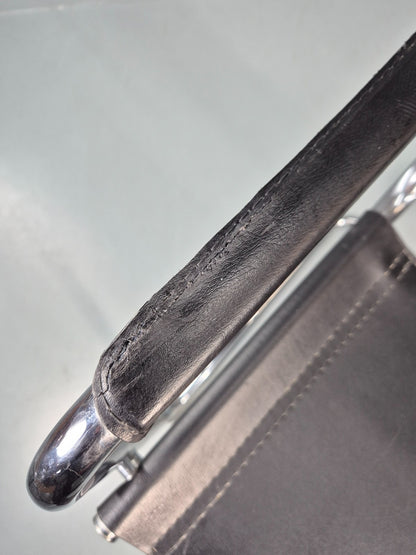 Vintage Leather and Chrome MG5 Bauhaus Style Elbow Chair 1980s EB11216 MNOR6