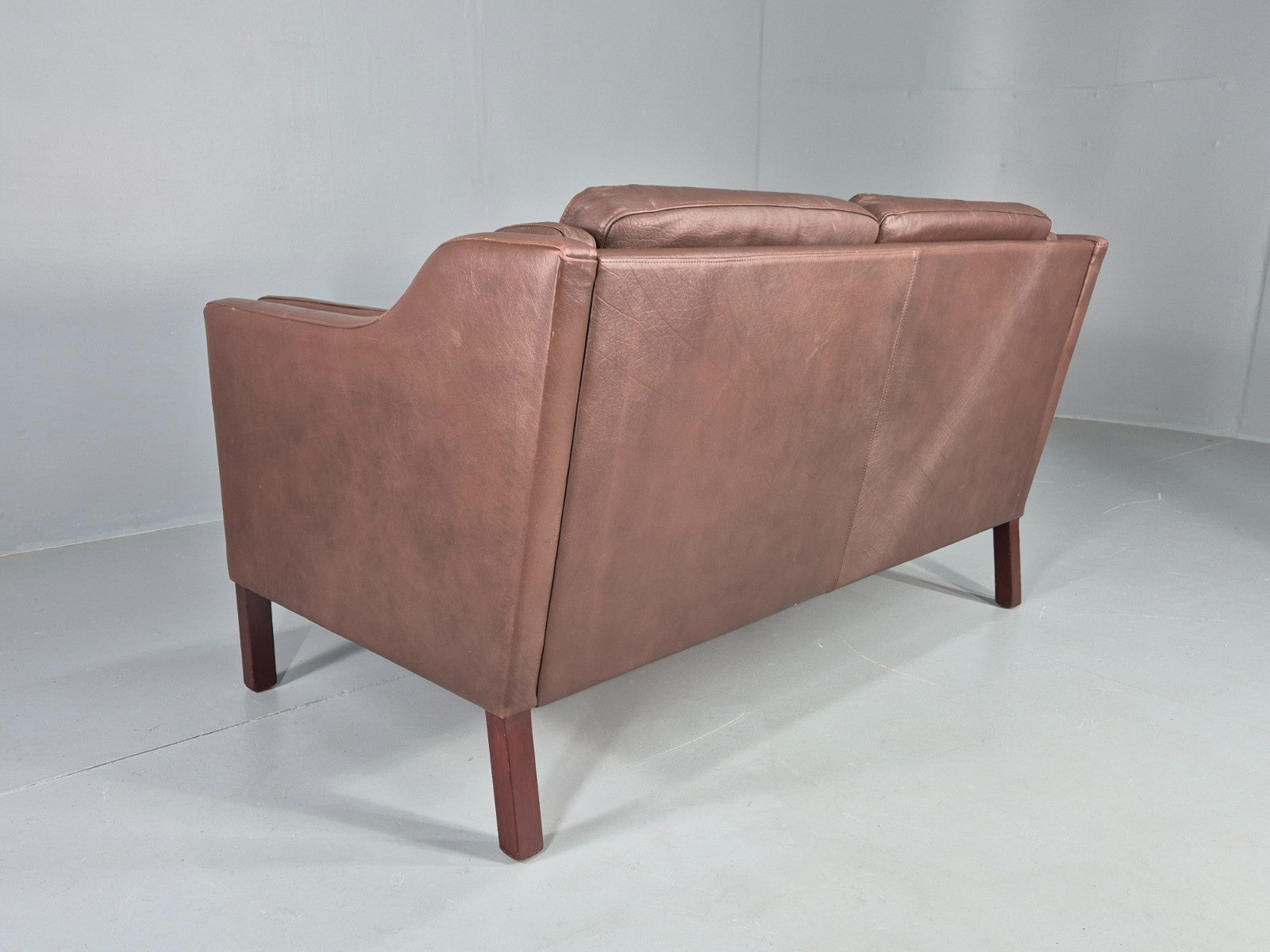 Vintage 2 Seater Sofa Danish Brown Leather Mid Century Retro 1970s EB9304 M2SS17
