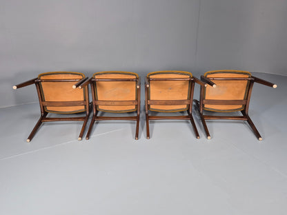 4 Vintage Danish Farso Stolefabrik Walnut Orange 19060s MCM EB9537 MDIN - UKDK FURNITURE