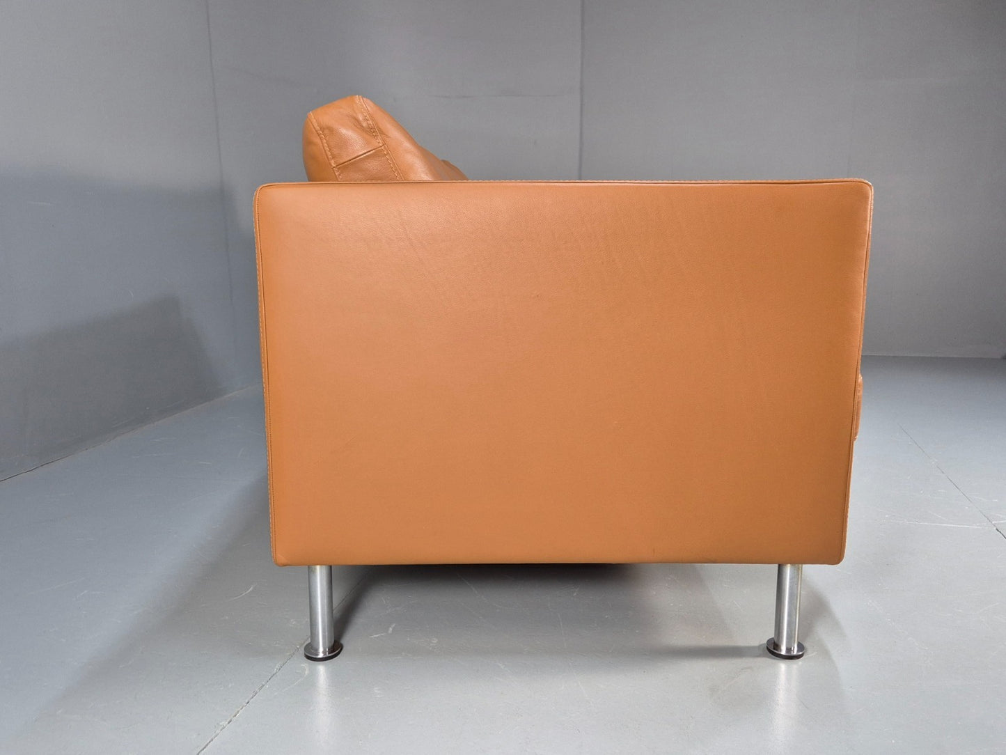 Vintage Tan Leather Two Seater Sofa Danish 1970s Retro Mid Century  EB10100 M2SS10