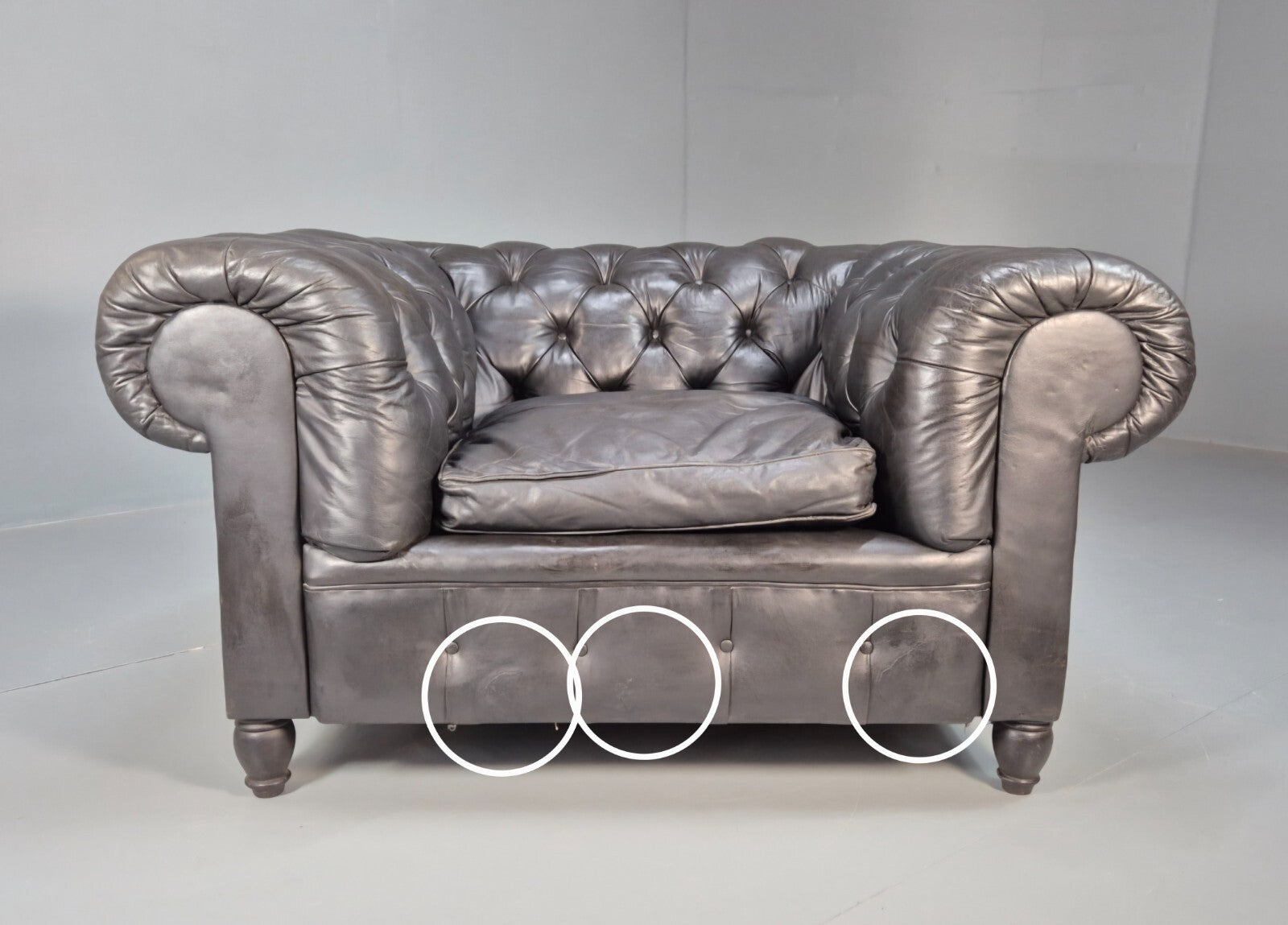 Vintage Black Leather Chesterfield Chair EB9471 VLEA - UKDK FURNITURE