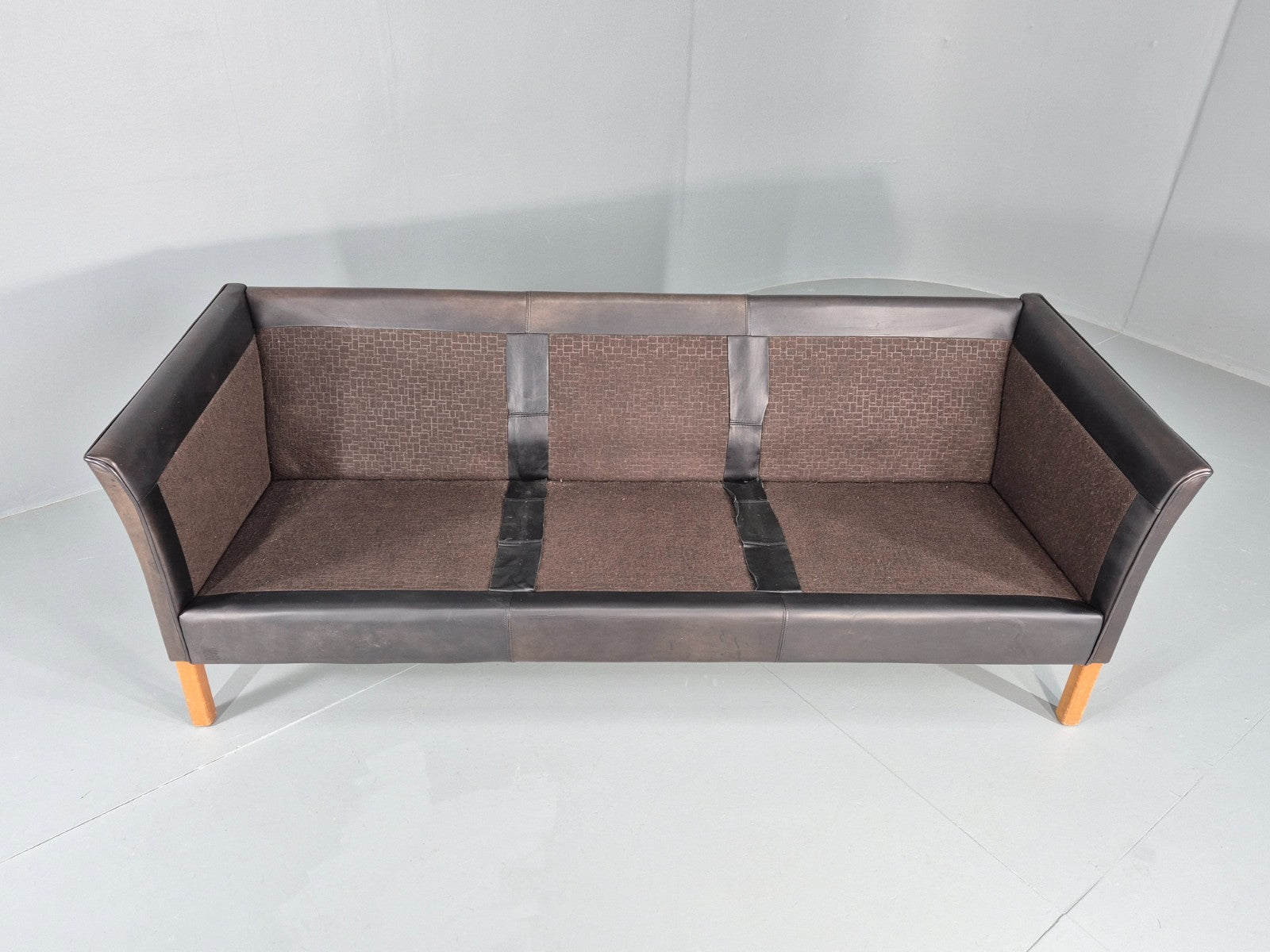 Vintage 3 Seat Sofa Danish Black Leather Vemb MCM Retro 1980s  EB10478 M3SS10