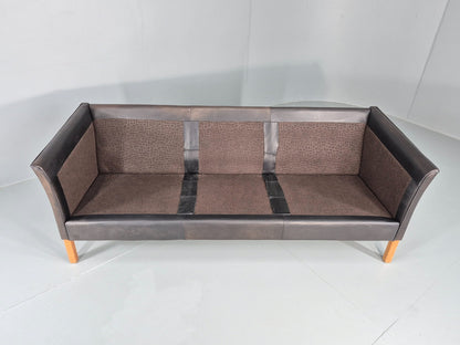 Vintage 3 Seat Sofa Danish Black Leather Vemb MCM Retro 1980s  EB10478 M3SS10