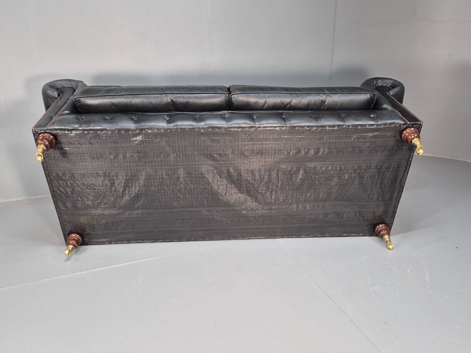 A Vintage Chesterfield Faded Black Leather 3 Seat Quality Build EB9161 VCHE - UKDK FURNITURE