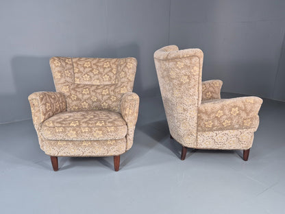 2 1950s Lounge Chairs Mid Century Danish Floral Moquette Retro  EB11318 MNOR3