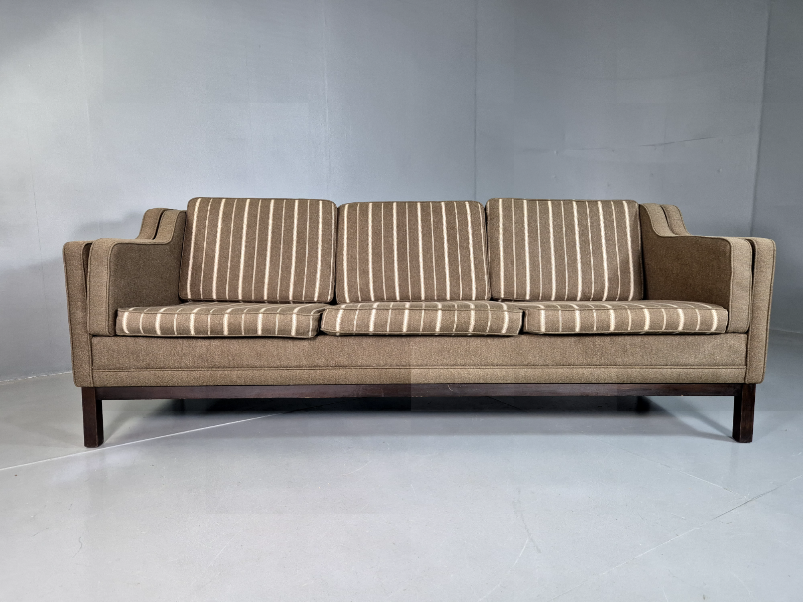 3 Seat Sofa Vintage Danish Khaki Wool Upholstery Mogensen Retro MCM EB7266 M3SS2