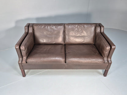 Midcentury Two Seater Sofa Brown Leather Vintage Danish 1970s Retro EB10101 M2SS3