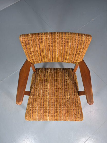 1960s Danish Teak Desk Chair Orange Wool Retro Mid Century  EB10779 MNOR13