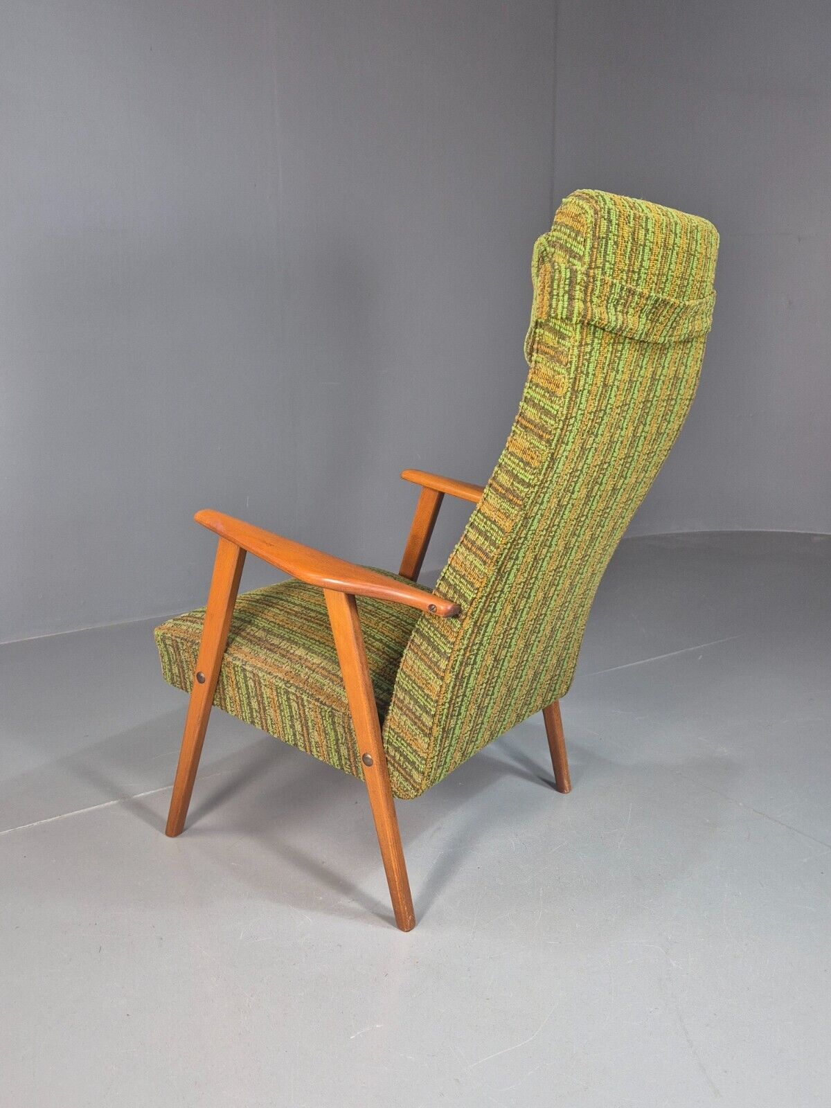 Vintage Swedish Lounge Chair Green Wool Teak Frame 1960s Retro MCM EB7895 MNOR - UKDK FURNITURE