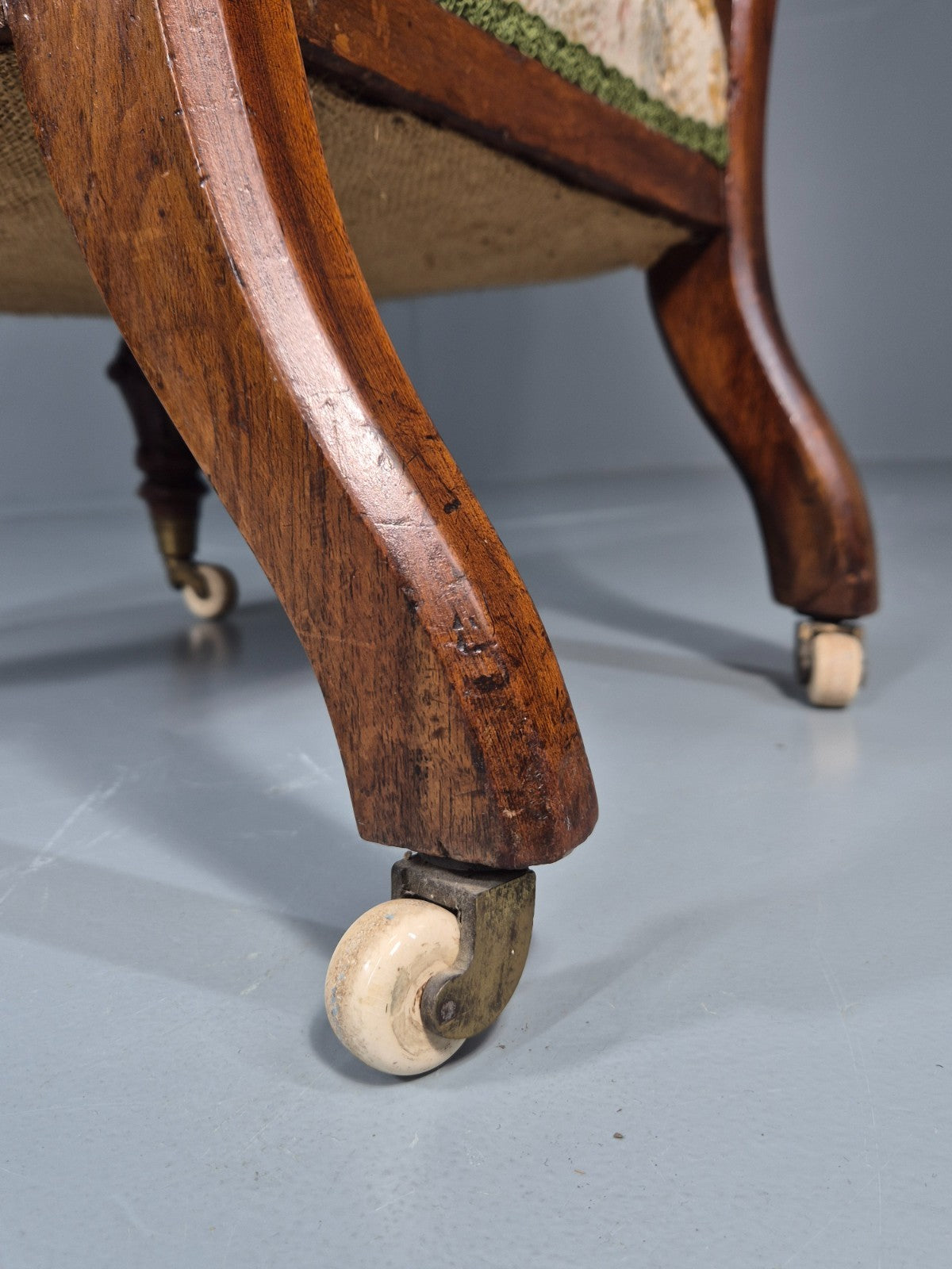 Antique Mahogany Nursing Chair Floral Upholstery 1880s Victorian EB11175 VCLO10