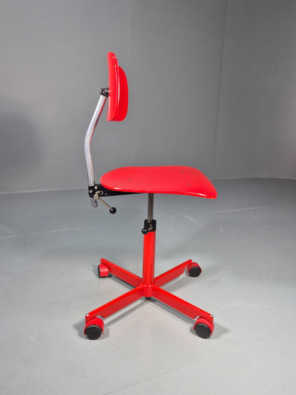 1960s Kevi Task Desk Chair Jorgen Rasmussen MCM Danish Retro Red EB10814 MSWI3