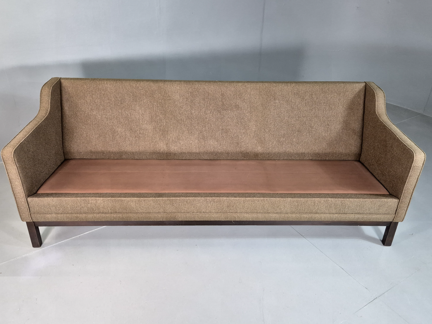 3 Seat Sofa Vintage Danish Khaki Wool Upholstery Mogensen Retro MCM EB7266 M3SS6