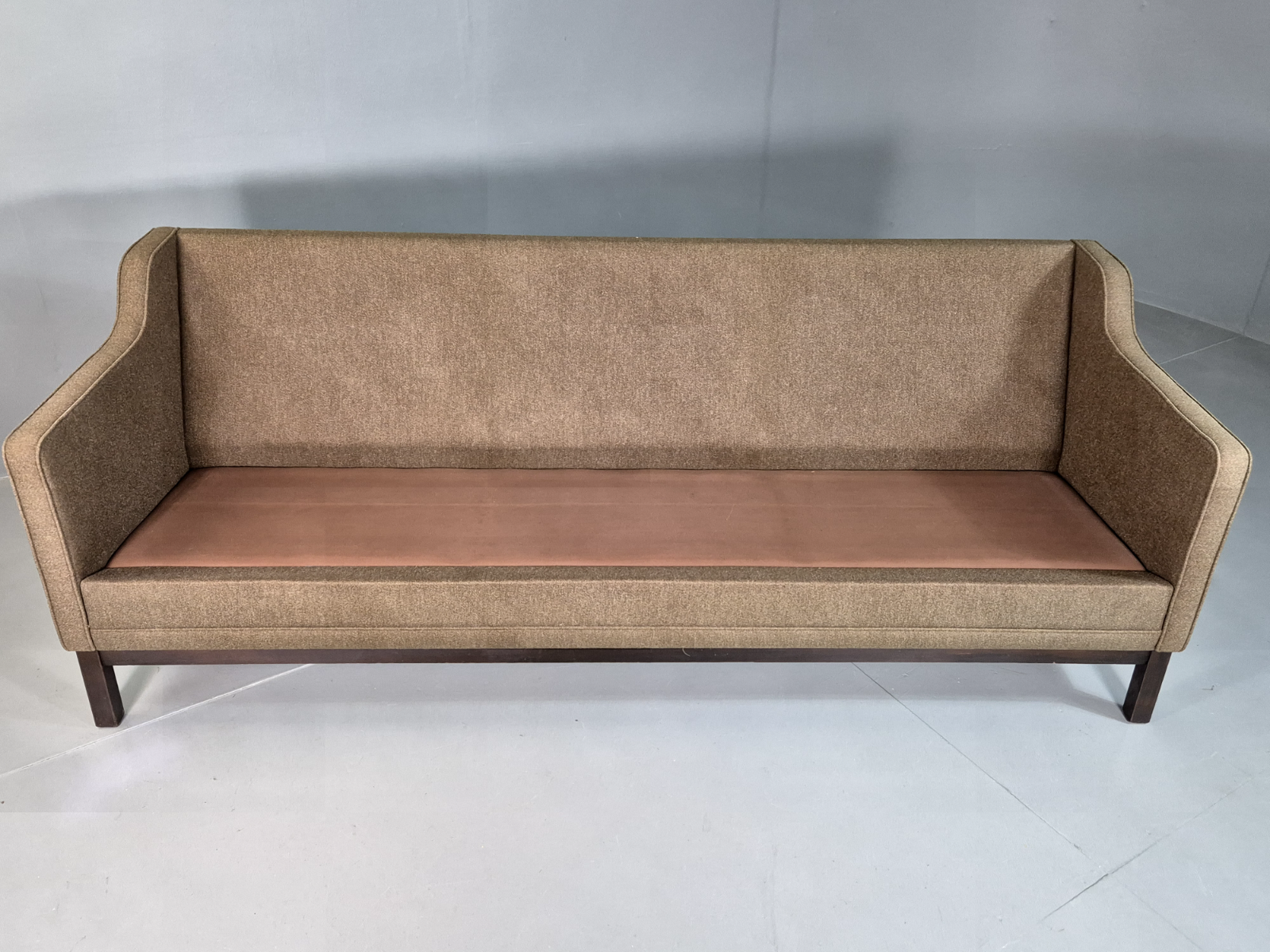 3 Seat Sofa Vintage Danish Khaki Wool Upholstery Mogensen Retro MCM EB7266 M3SS6