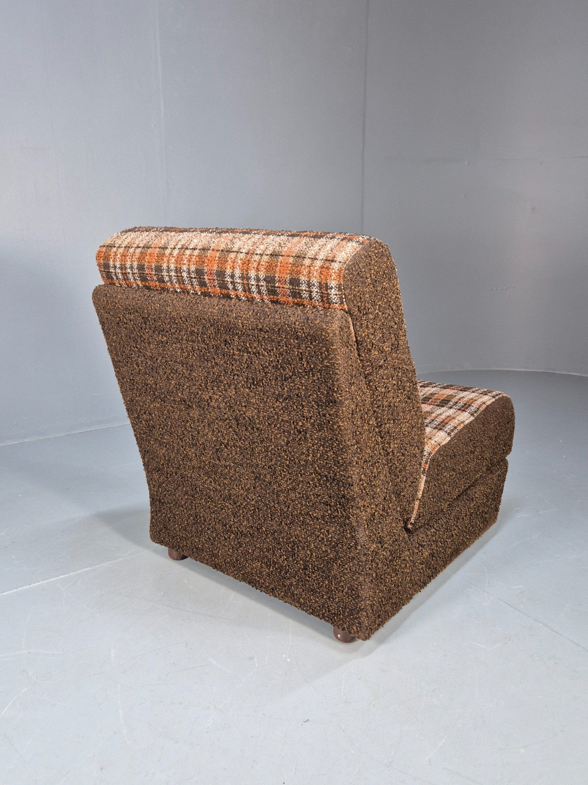 Vintage Sofabed Chair Schreiber Put U Up Checked Brown Wool 1970s EB9987 M4SS7