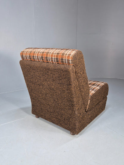Vintage Sofabed Chair Schreiber Put U Up Checked Brown Wool 1970s EB9987 M4SS7