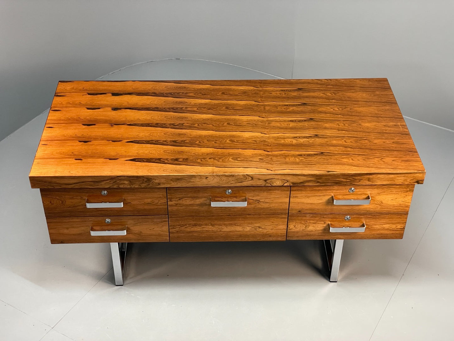 Vintage Gordon Russell Sideboard - Chrome Black Vinyl Mid Century EB10947 MWOO3