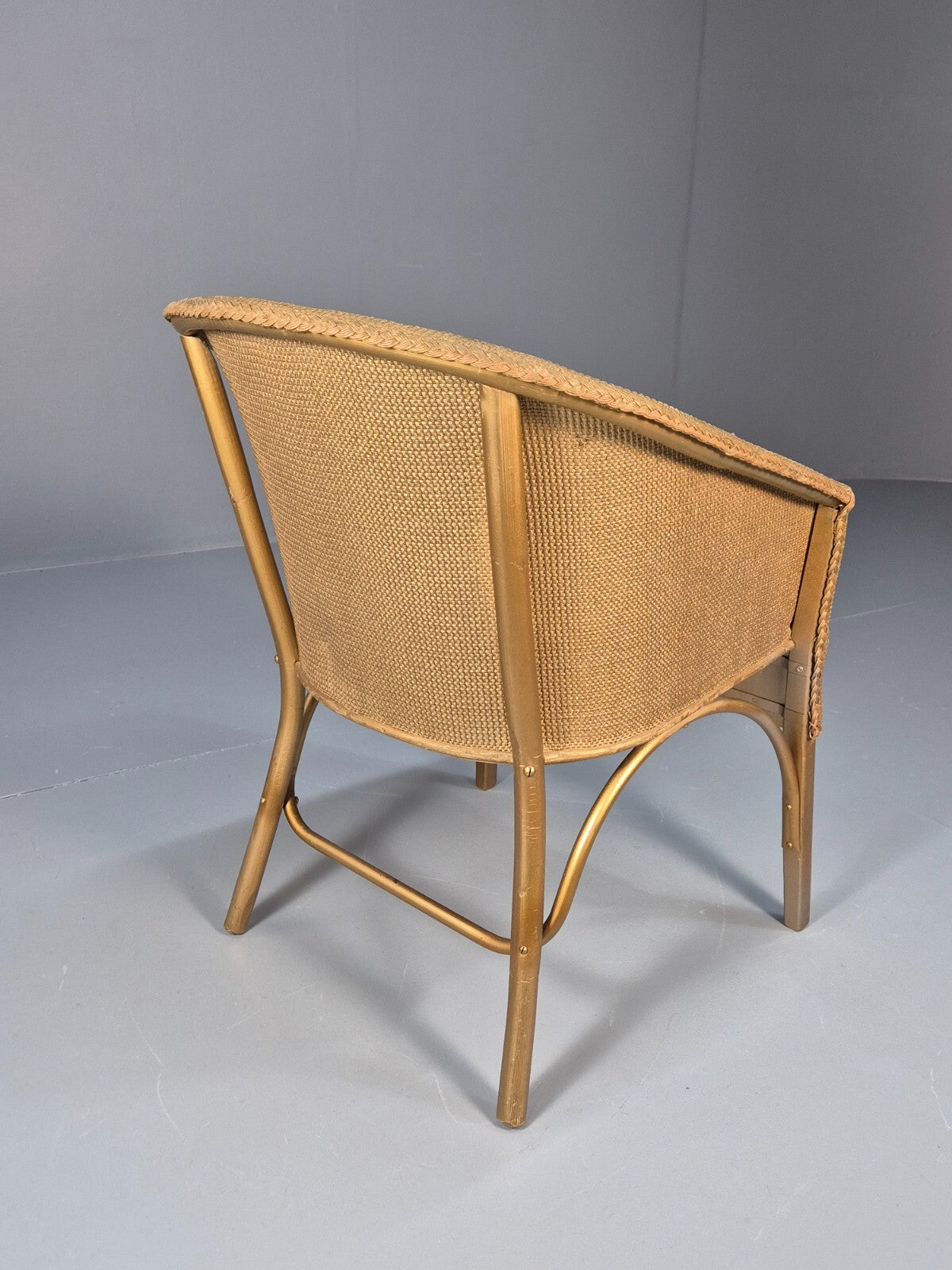 Vintage Gold Lloyd loom Tub Chair 1960s Retro EB9701 VBER - UKDK FURNITURE