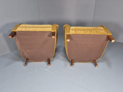 2 Art Deco Cottage Chairs Vintage Danish Gold Velour  1940s   EB10737 VCLO9