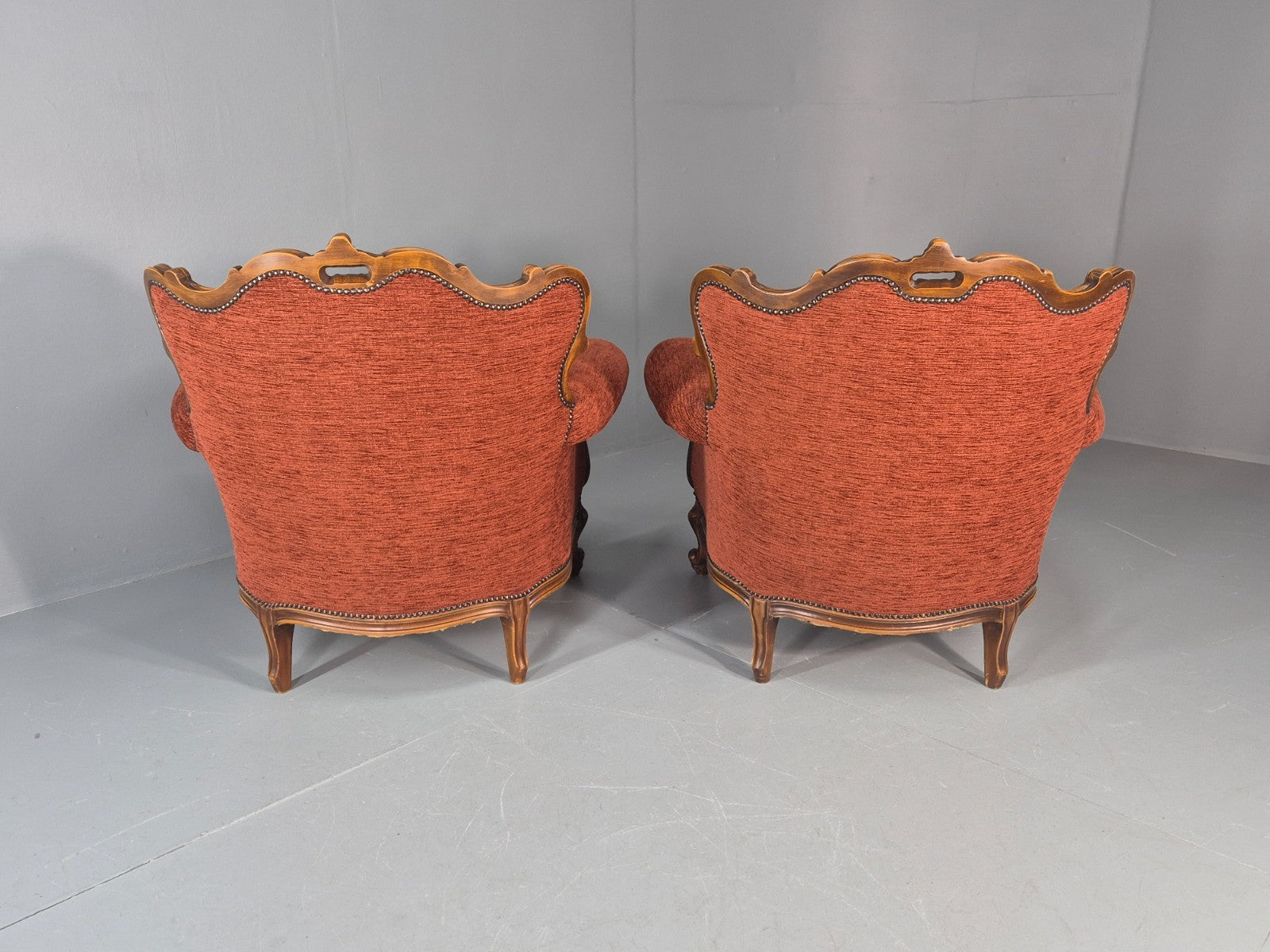 2 Vintage French Rococo Style Lounge Chairs Quality Reproduction  EB11659 VCLO13