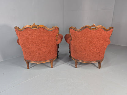 2 Vintage French Rococo Style Lounge Chairs Quality Reproduction  EB11659 VCLO13