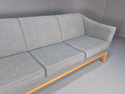 Mid Century Three Seater Sofa Blue wool Oak Base 1980s Retro  EB10398 M3SS2