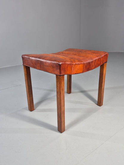 1950s Danish Leather Footstool Mid Century Kaare Klint Style  EB10995 MFOO2