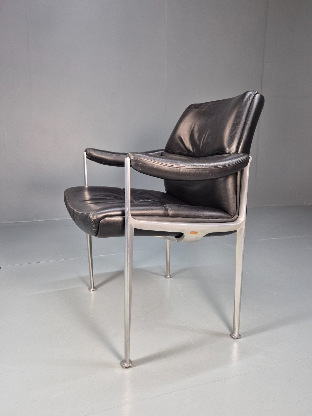 Roder Sohne Leather and Aluminium Boardroom Chair 1960s Retro MCM EB10644 MNOR1