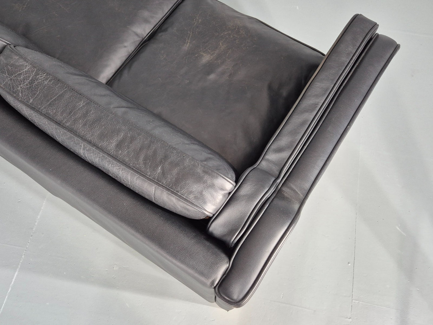 Vintage Danish 3 Seat Sofa Black Leather Mid Century Retro  EB10470 M3SS18