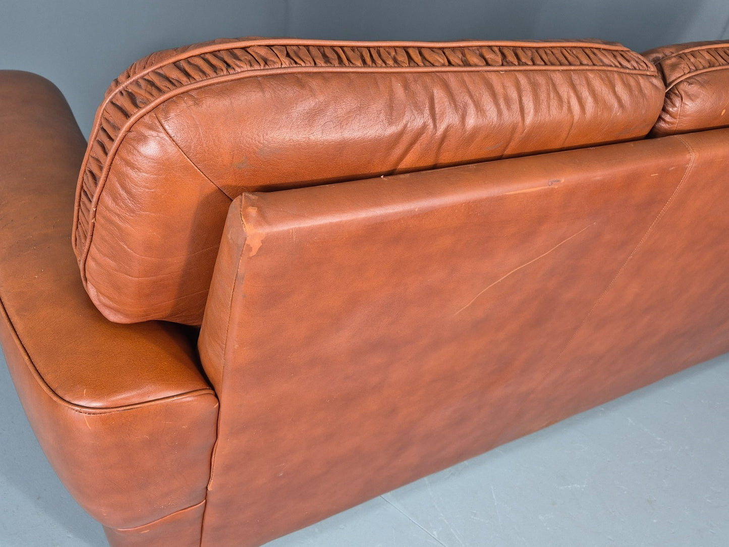 Vintage Danish 3 seater Settee 1970s Danish Tan Leather Retro MCM EB11638 M3SS17
