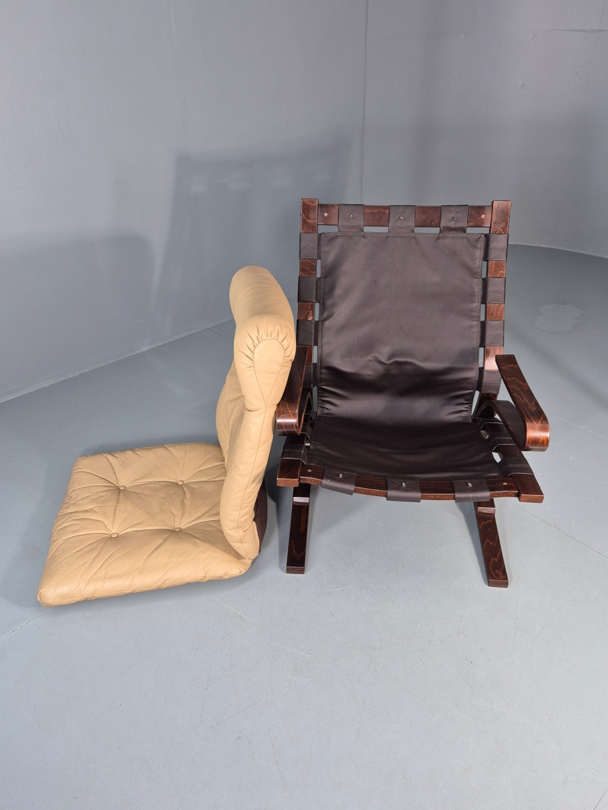 Vintage Leather Bentwood Armchair  Midcentury Norway Skyline Retro EB9912 MBEN11