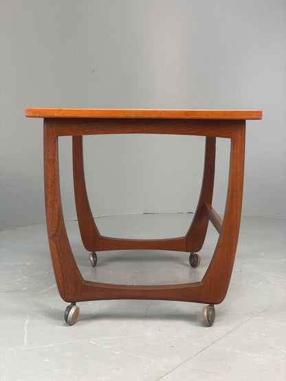 Vintage Teak Side Table On Castors 1970s Mid Century Modern EB10678 MWOO10