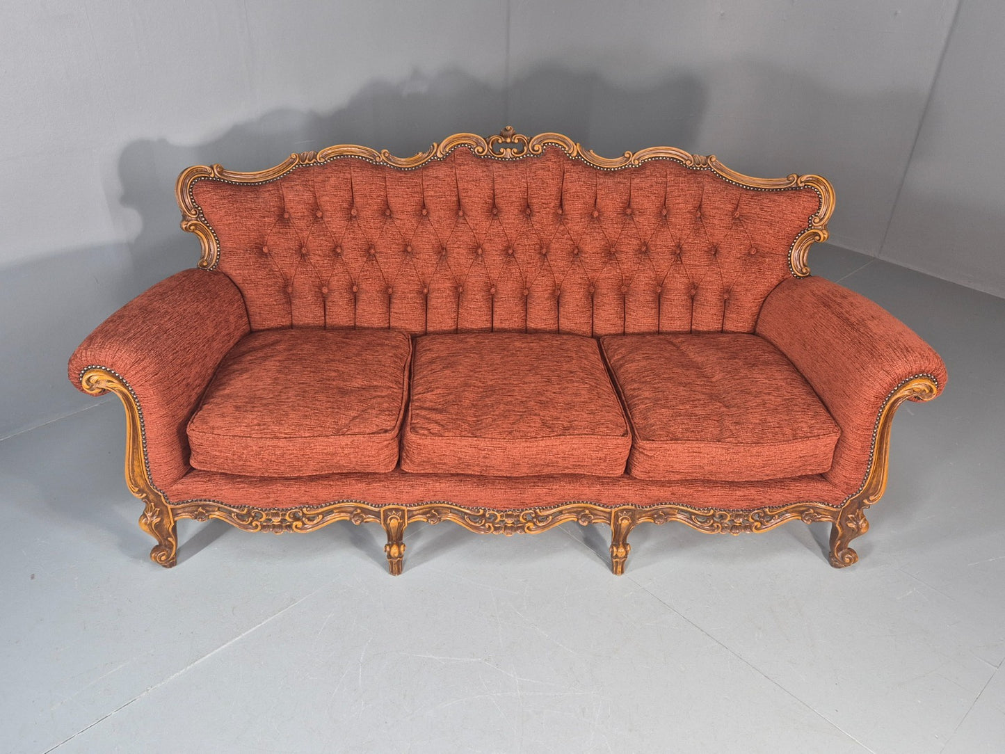 Vintage French Rococo Style Sofa 1970s Reproduction Quality  EB11661 V3SS4