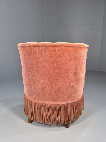 Vintage Pink Art Deco Tub Chair Danish 1930s Tassels EB9619 VCLO - UKDK FURNITURE