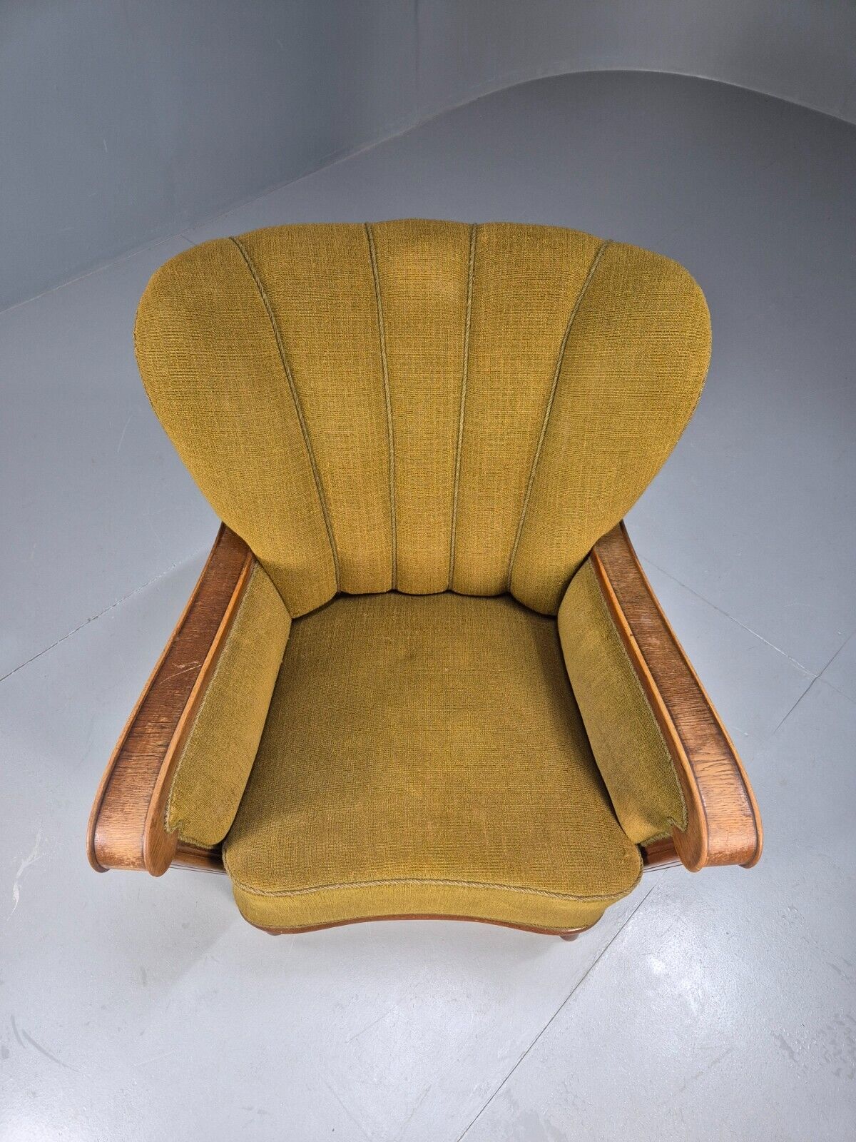 Art Deco Danish Oak Lounge Chair Green Wool 1940s Retro EB9047 VCLO - UKDK FURNITURE