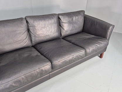 Vintage 3 Seat Sofa Danish Black Leather Mid Century Retro Design EB10481 M3SS3