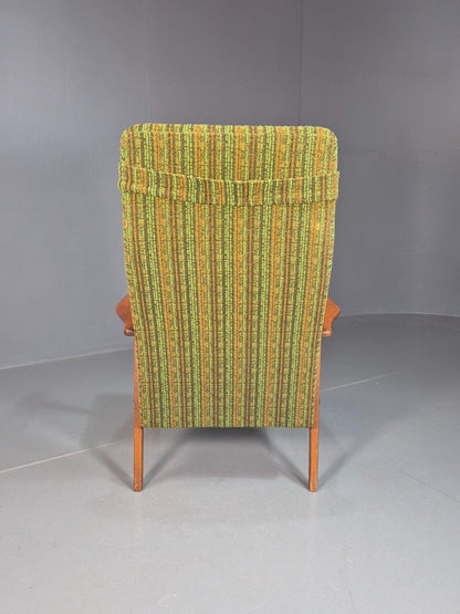 Vintage Swedish Lounge Chair Green Wool Teak Frame 1960s Retro MCM EB7895 MNOR - UKDK FURNITURE