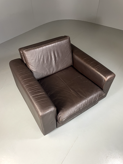 Danish Leather Lounge Chair Vintage 1970s Retro MCM EB5406 MNOR1