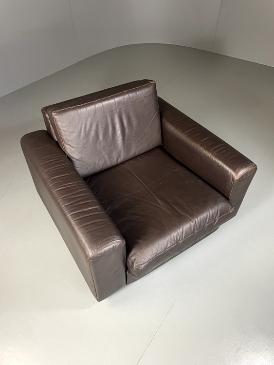 Danish Leather Lounge Chair Vintage 1970s Retro MCM EB5406 MNOR1