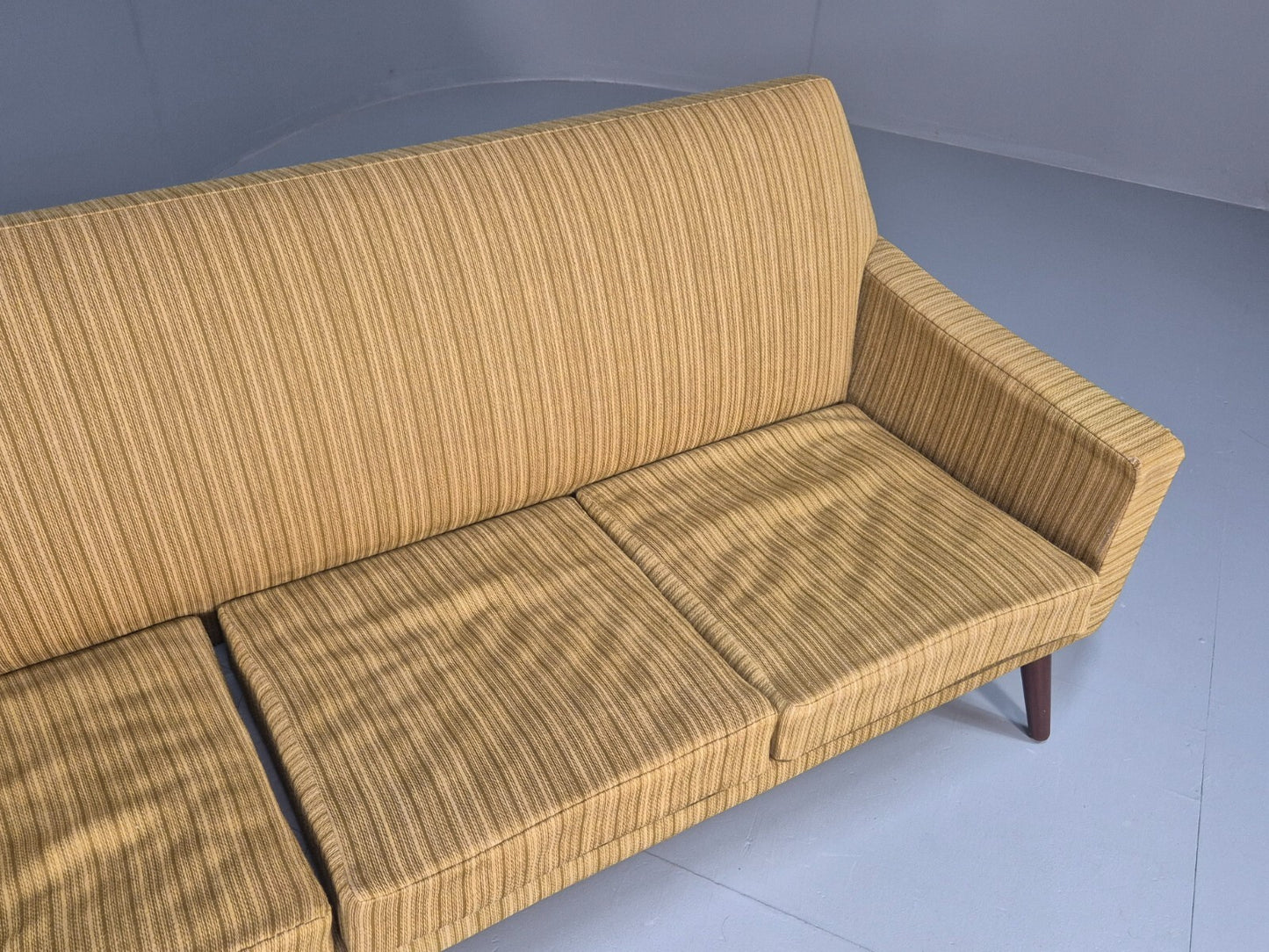 Danish 1960s 4 Seat Sofa Green Wool Teak Legs Retro Mid Century EB9746 M4SS - UKDK FURNITURE