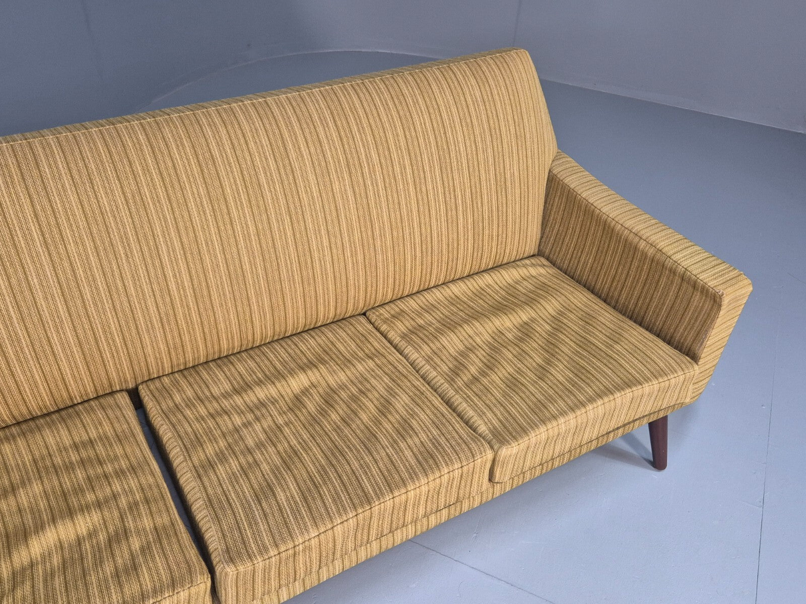 Danish 1960s 4 Seat Sofa Green Wool Teak Legs Retro Mid Century EB9746 M4SS - UKDK FURNITURE