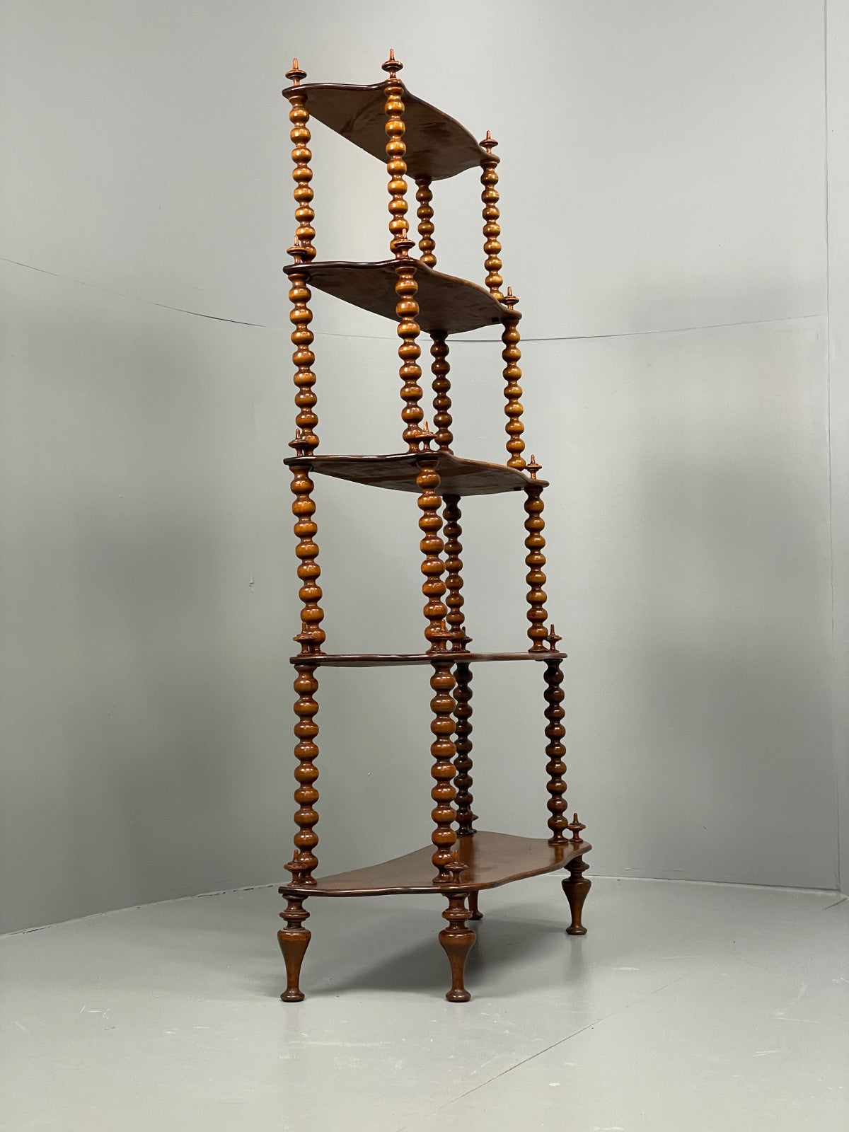 Antique Mahogany Whatnot Shelving Unit Bobbin Turned Tiered EB11197 MWOO18