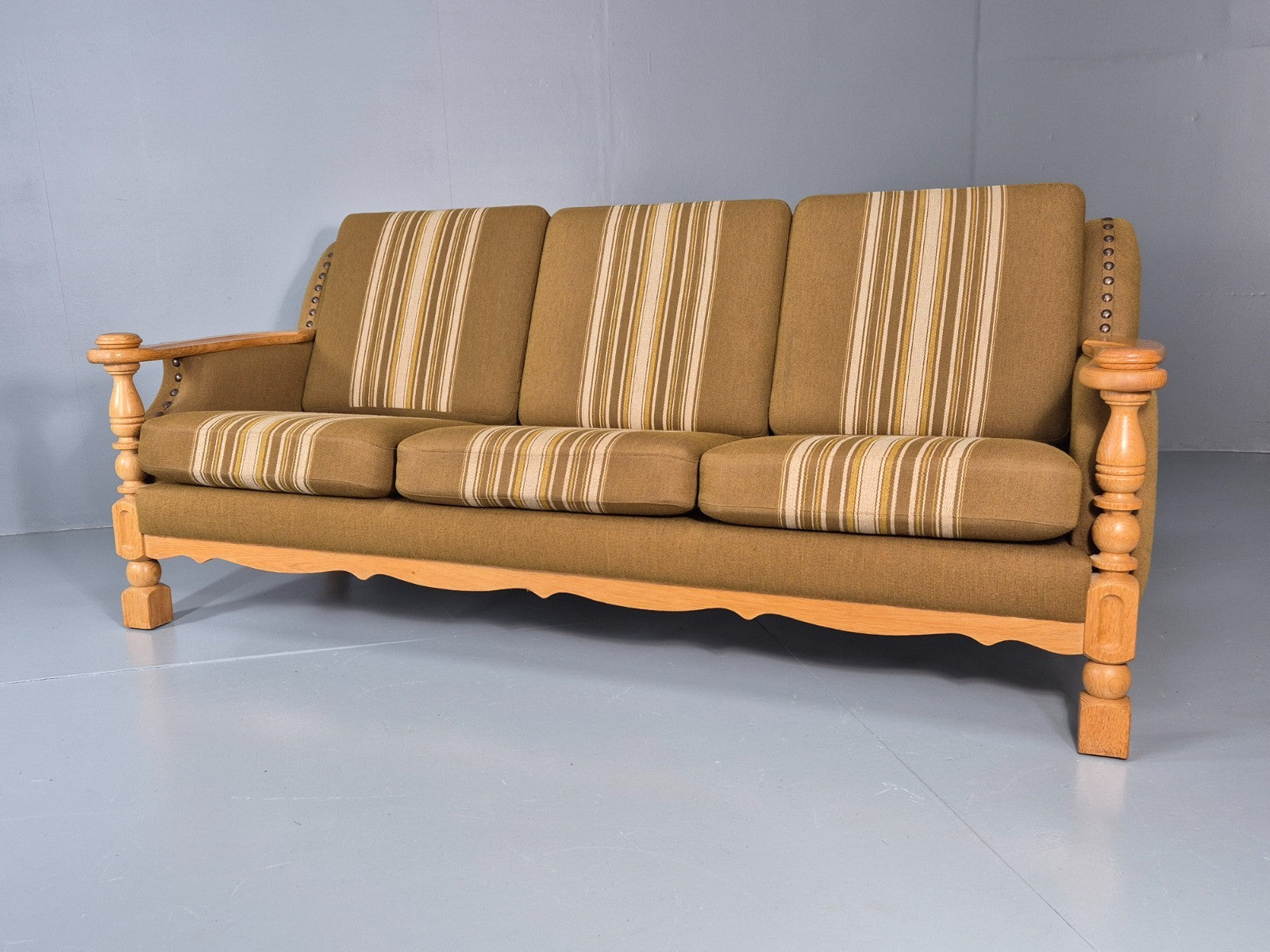 Vintage Danish Three Seater Settee Kjaernulf Style Oak Frame EB11313 M3SS5