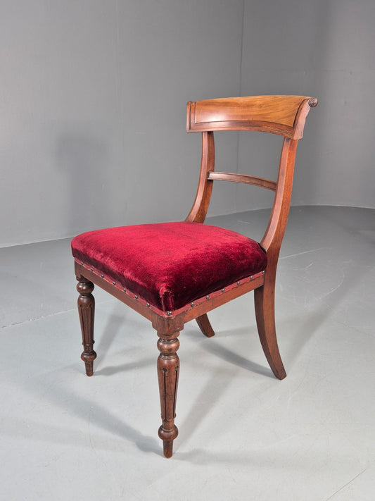 Antique William IV Mahogany Dining Chair Red Velvet Upholstery 1830 EB11224 VDIN0