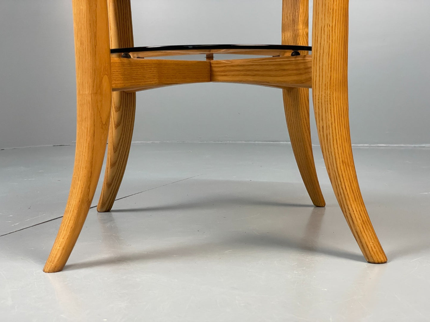 Vintage Ercol Side Table - Solid Blonde Elm Glass Magazine Rack EB10978 MWOO10