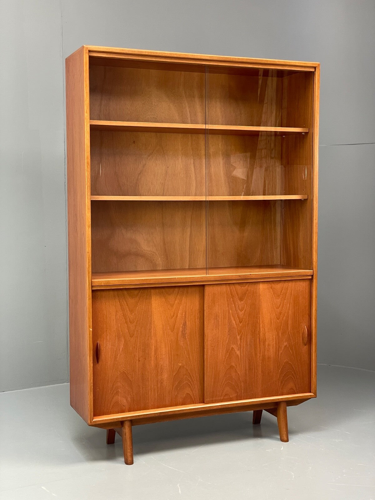 Vintage Teak Bookcase Retro 1960s Glazed Unit By Gibbs Furniture EB9776 MWOO - UKDK FURNITURE