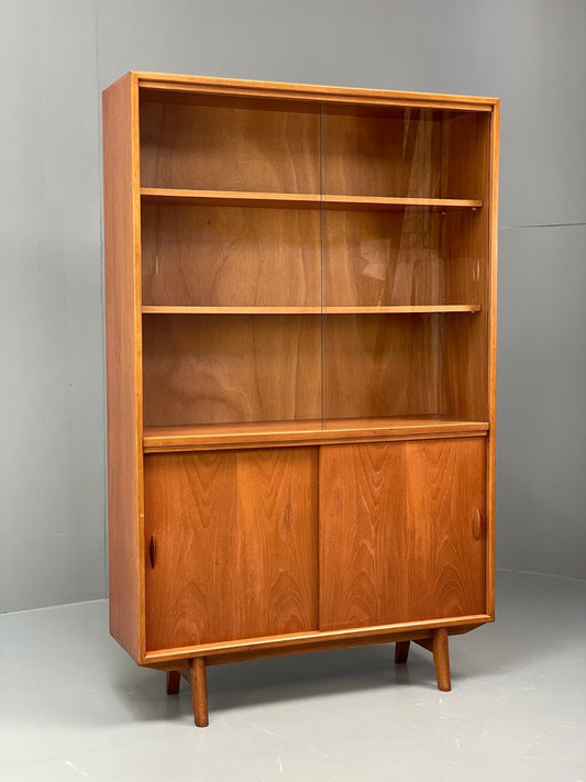 Vintage Teak Bookcase Retro 1960s Glazed Unit By Gibbs Furniture EB9776 MWOO - UKDK FURNITURE